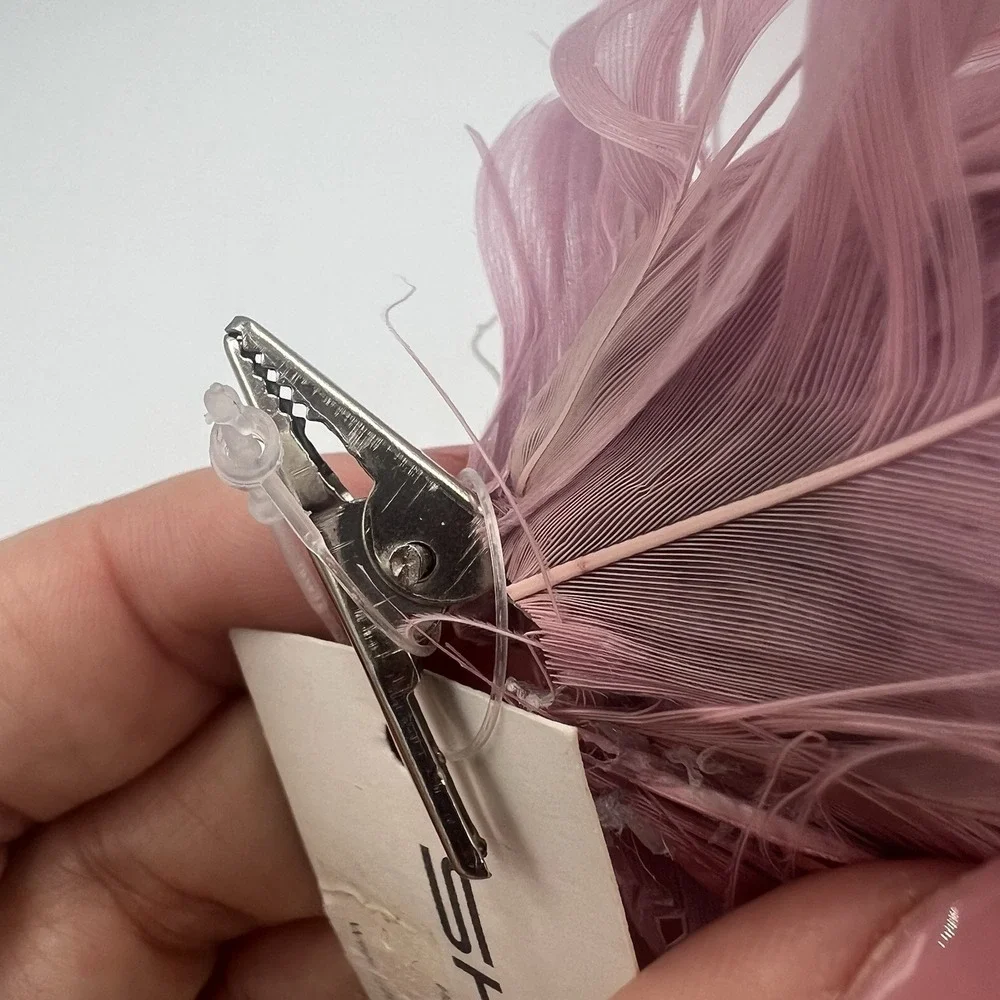 Set Of 3 Pink Feather Clip On Christmas Ornaments‎ Glamorous Chic Classy